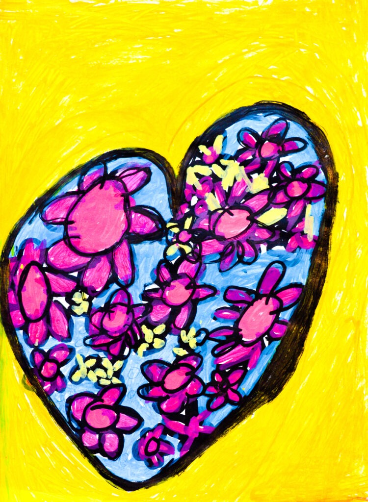 Kathleen Artwork Heart with Flower Inside.
